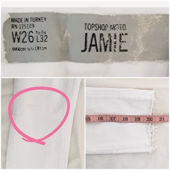 TOPSHOP MOTO Jamie Raw Hem White Size 23 x 20 - Picture 8 of 8
